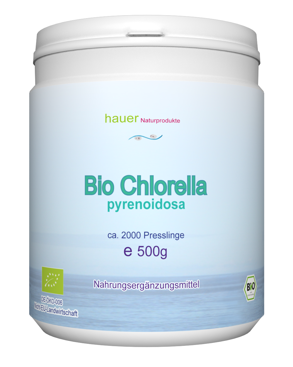 Chlorella-500g-ohne-Naturland 500g Bio Chlorella pyrenoidosa, 2000 Presslinge á 250mg, aus kontrolliert biologischem Anbau