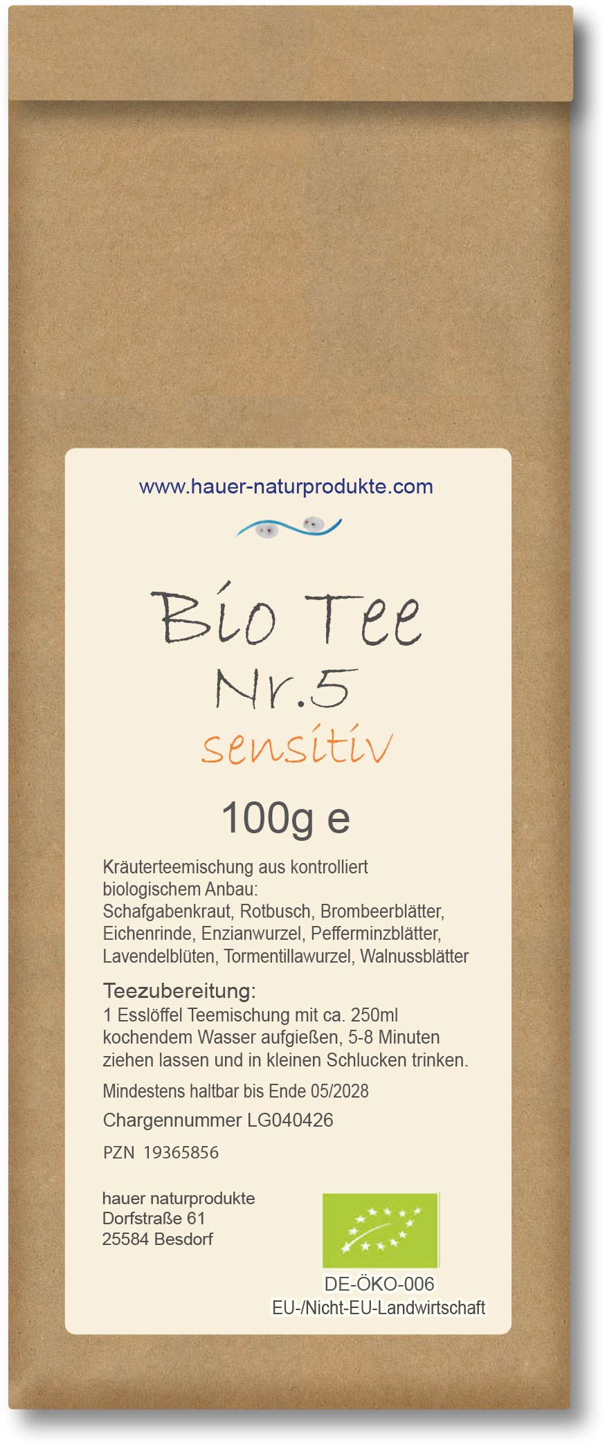 Bio Teemischung Nr. 5 sensitiv (Darm), aus kontrolliert biologischem Anbau