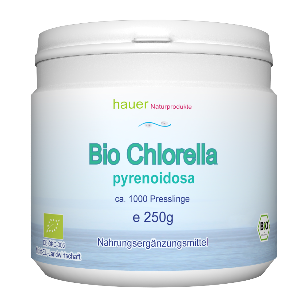 Bio-Chlorella-250g_ohne 250g Bio Chlorella pyrenoidosa, 1000 Presslinge á 250mg, aus kontrolliert biologischem Anbau